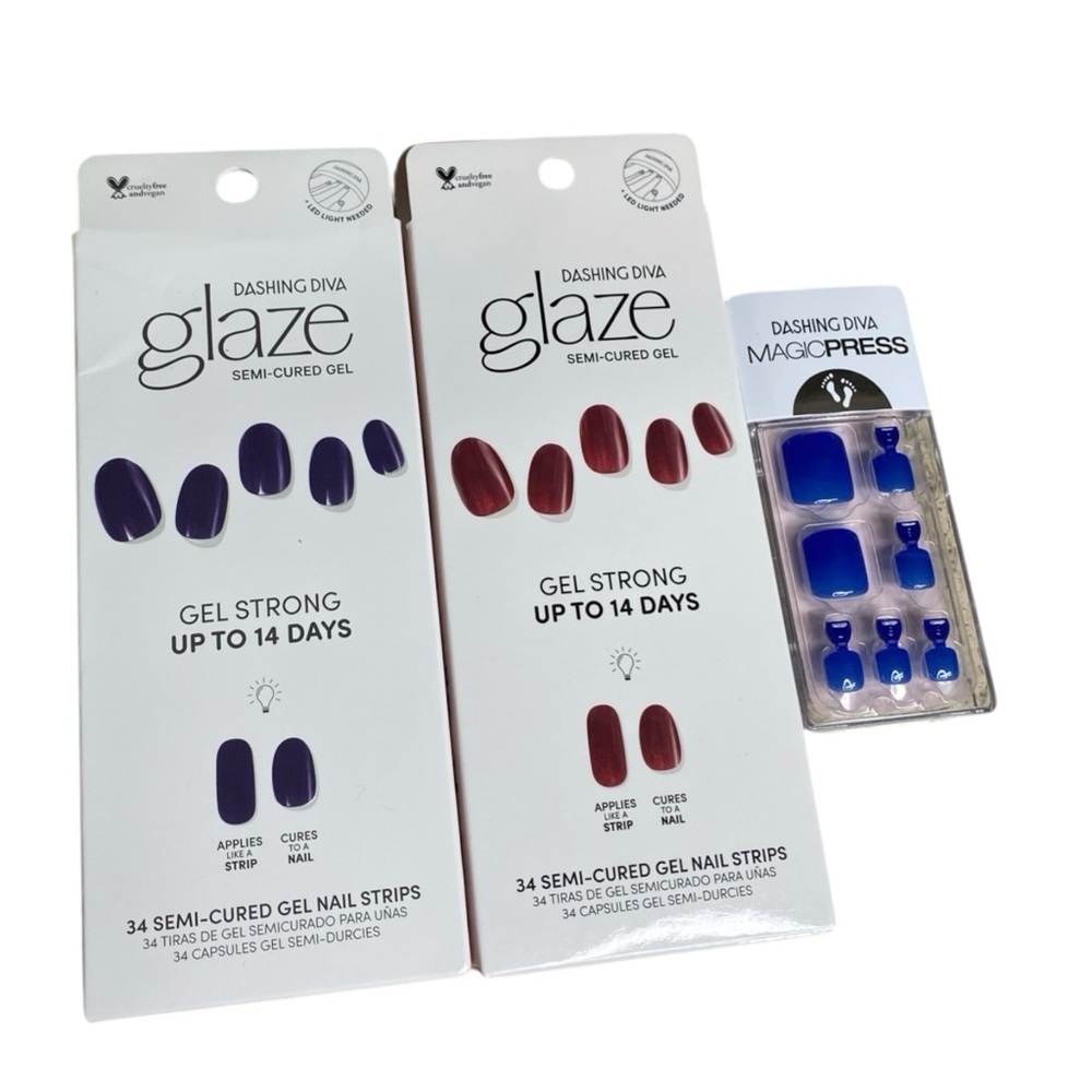 Dashing Diva Glaze Gel Nail Strips - Bold Red and Deep Purple